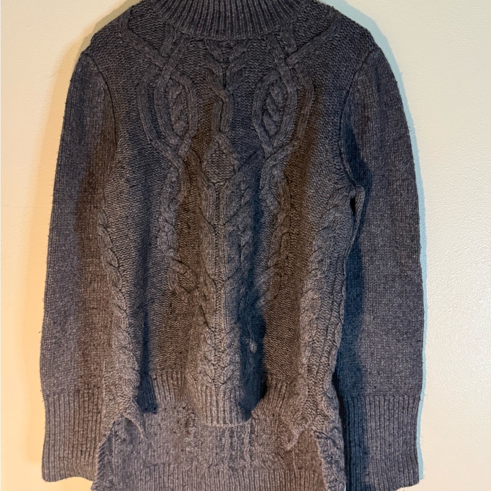 Veronica Beard Charcoal Cable Knit Turtleneck Sweater wool blend size large